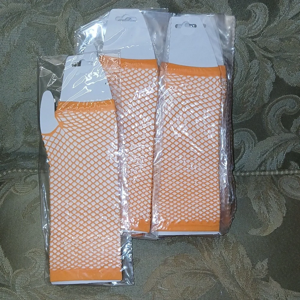 Orange Fishnet Arm Warmers Party favors lot of 12 NWT
